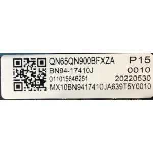 MAIN PARA SMART TV SAMSUNG / NUMERO DE PARTE BN94-17410J / BN41-02996B / BN9417410J / 17410J / BN97-19528J / PANEL CY-BT065JLAV1H / DISPLAY BN96-54607A / BN9640607A / MODELO QN65QN900BFXZA AA01 / QN65QN900BFXZA AD02